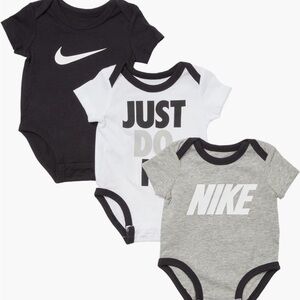 Nike Baby Bodysuit Trio - Black, White, Gray